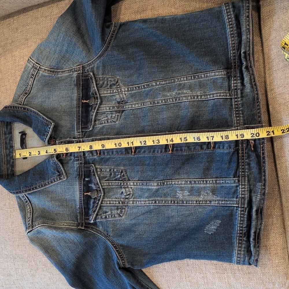 Prana Distressed Blue Jean Jacket - Picture 12 of 14